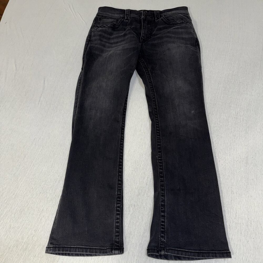 Men's BKE Buckle Black Fit No. 9 Boot Cut Black Denim Jeans Size 32 x 30 EUC